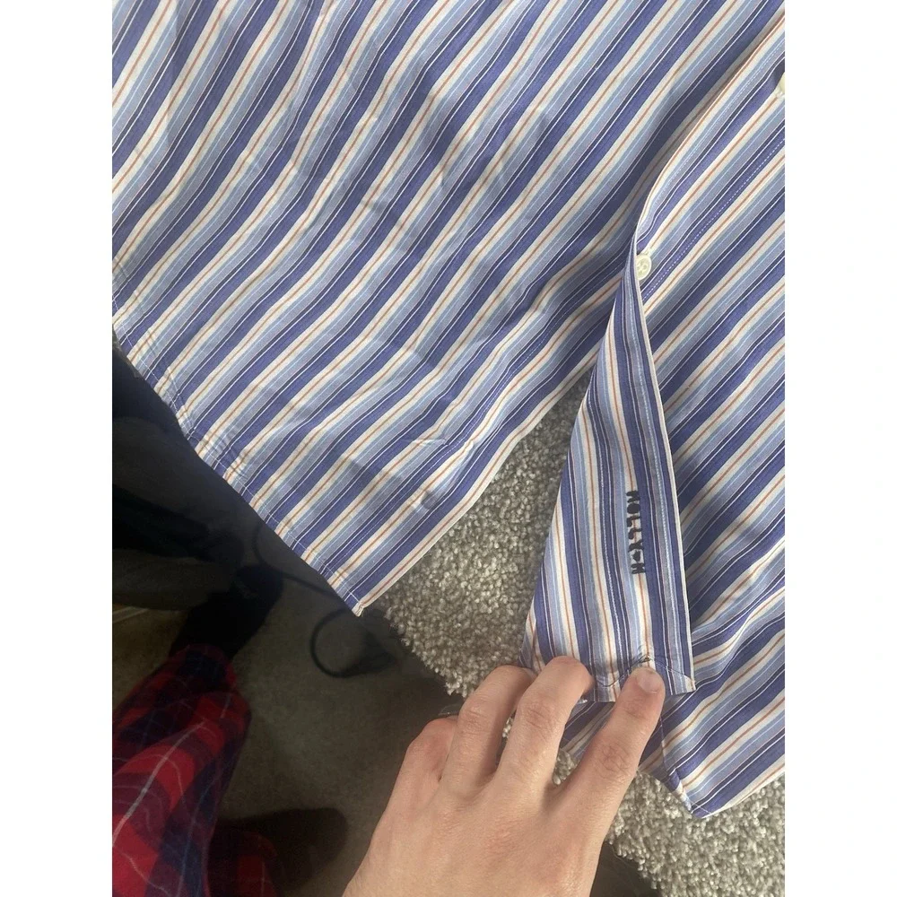 Polo Ralph Lauren Purple/Blue/Orange Striped Shirt 16-34/35 Mens L Blue Pony